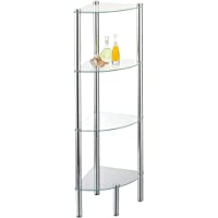Axxentia Bad 282134 Solanio - Mueble esquinero de 4 estanterías de Metal y Cristal (30 x 30 x 108 cm) [Importado de…